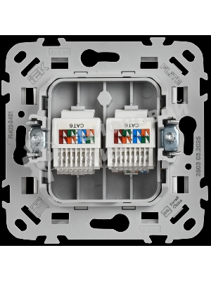 Розетка 2-местная компьютерная RJ45 категория 6 UTP РК6-2-0-ФлБ белый FLITE