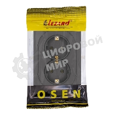 Розетка 2-м LEZARD СП OSEN с заземл. ПБТ, механизм, черный бархат 743-4200-127B