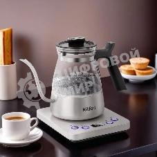 Чайник электрический Kitfort КТ-8707 0.8л. 1300Вт нержавеющая сталь/черный корпус: Металл/стекло/пластик