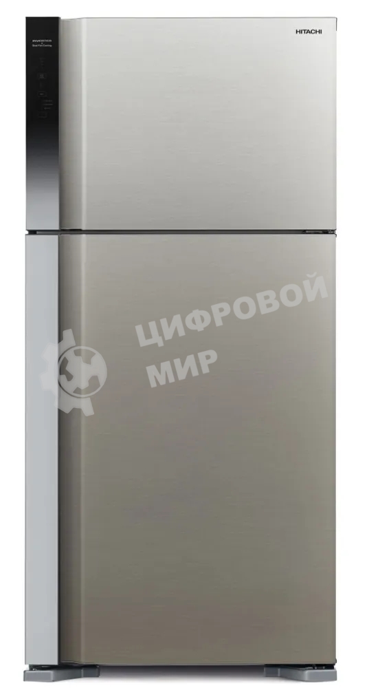 Холодильник Hitachi R-V660PUC7-1 BSL серебристый бриллиант двухкамерный инвертер 405/145л морозилка сверху, No Frost