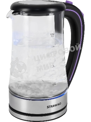 Чайник электрический Starwind SKG4045 1.8 л, 1800 Вт, черный/серебристый корпус: стекло