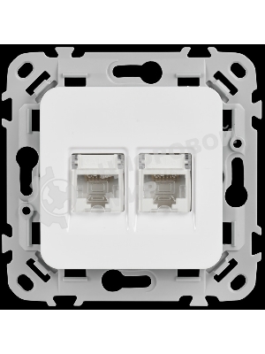 Розетка 2-местная компьютерная RJ45 категория 6 UTP РК6-2-0-ФлБ белый FLITE
