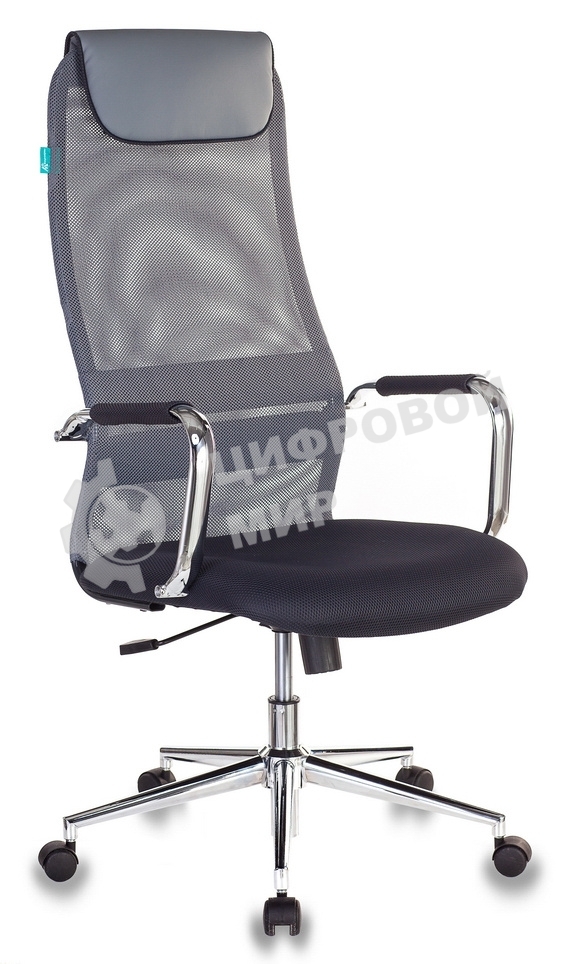 Кресло руководителя Бюрократ KB-9N/DG/TW-12 серый TW-01 TW-11 сетка крестовина хром