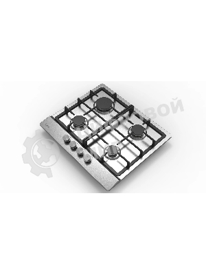 Газовая варочная панель Evelux HEG 633 X Hi-Tech, 60 см, 4 конфорки, чугунные решетки, газ-контроль, электроподжиг, механическое управление, нержавеющая сталь