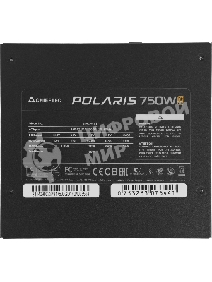 Блок питания Chieftec Polaris PPS-750FC, 750Вт, 80 PLUS Gold, 120мм, модульный, черный