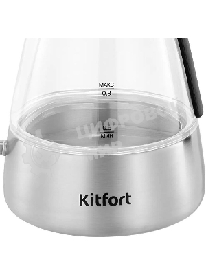 Чайник электрический Kitfort КТ-8707 0.8л. 1300Вт нержавеющая сталь/черный корпус: Металл/стекло/пластик