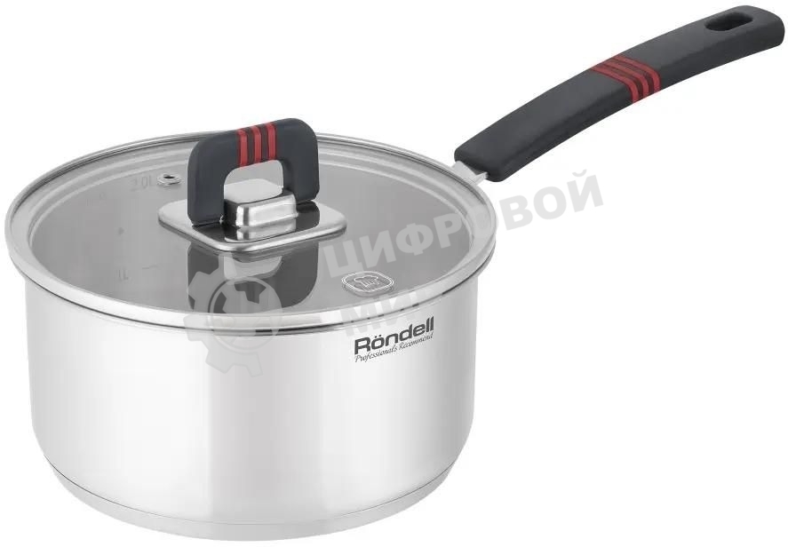 Ковш Rondell Stripes RDS-1635, 2 л, 18 см, с крышкой, сталь