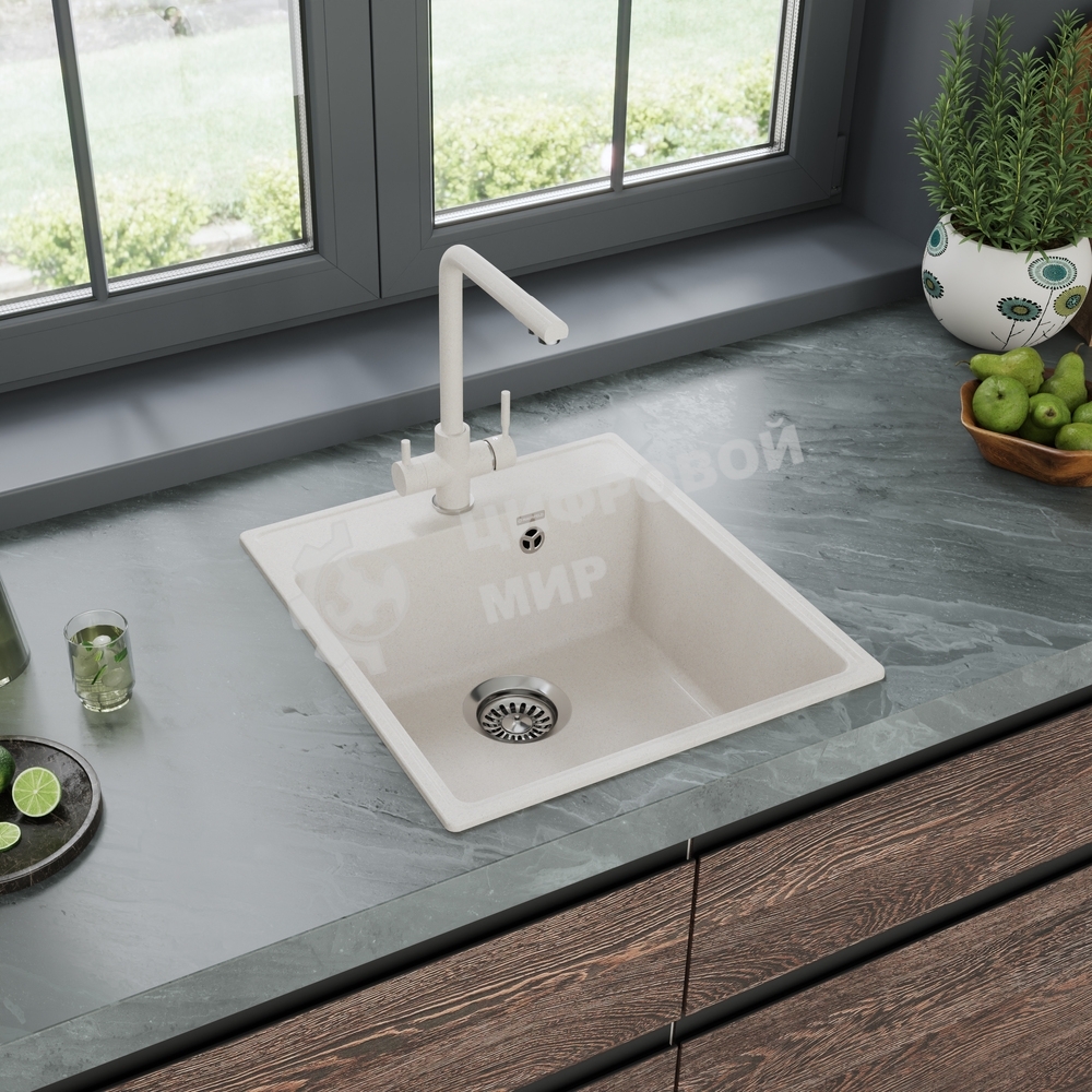 Кухонная мойка Maunfeld Perla 460 MFQS-460W кремовый