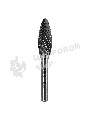 Борфреза по металлу Denzel твердосплавная, элипсообразная, тип-H, 12 мм
