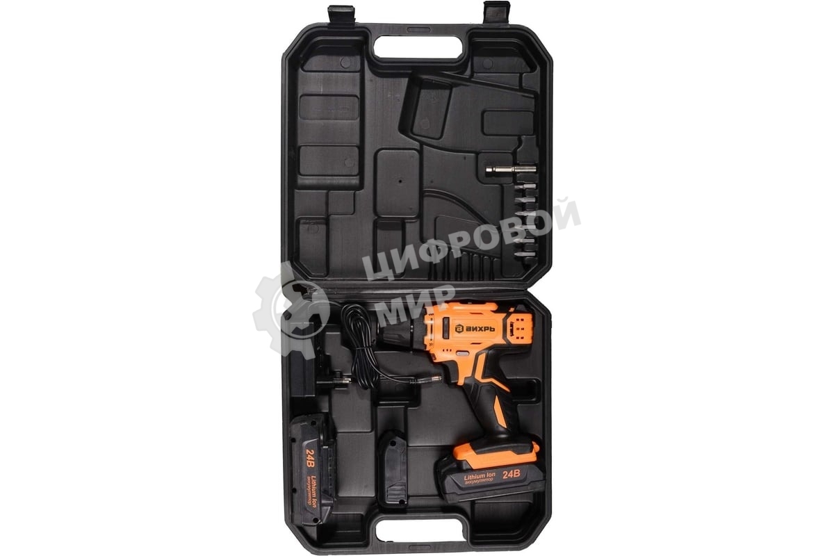 Дрель-шуруповерт аккумуляторная Вихрь ДА-24Л-2к 72/14/18, Аккумуляторная, 24В