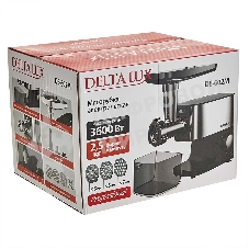 Мясорубка электрическая DELTA LUX DE-602M черный, 3600 Вт, 2.5 кг/мин, реверс, защита от перегрузки, насадки - 5