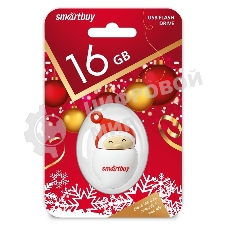 Флешка USB SmartBuy NY series Santa-A (SB16GBSantaA), 16Gb, USB 2.0, R/W 25/15, красный/белый