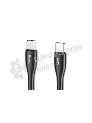 Кабель OLMIO STYLE, Type-C - Type-C, 60W, 1.2м, тканевая оплетка, черный