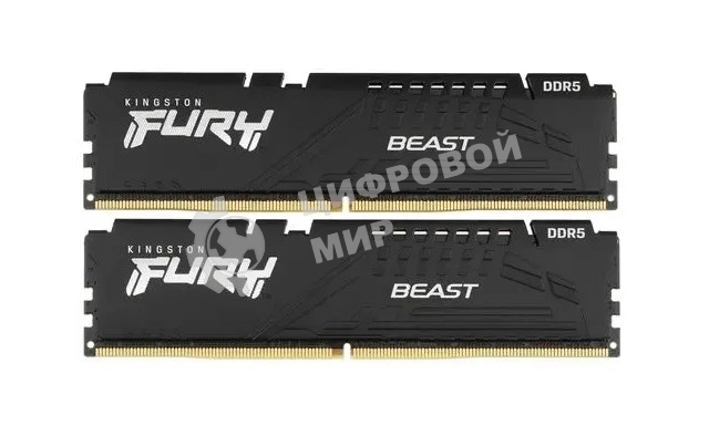 Оперативная память Kingston Fury Beast, DDR5, 16GB (2x8GB), 6000MHz, CL36, с радиаторами, черный
