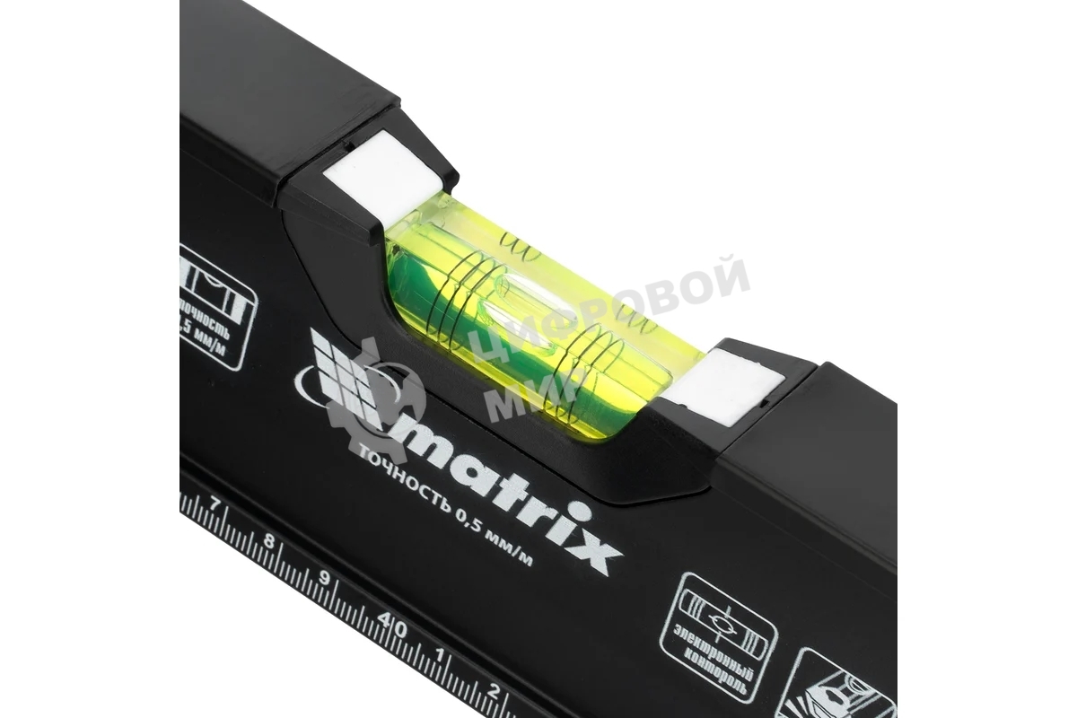 Уровень алюминиевый Matrix, усиленный, фрезерованный, 3 глазка, 2 комп. рукоятки, 800 мм