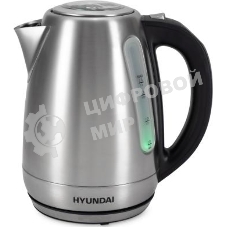 Чайник электрический Hyundai HYK-S8408 1.7 л, 2200 Вт, серебристый матовый/черный (корпус: нержавеющая сталь)