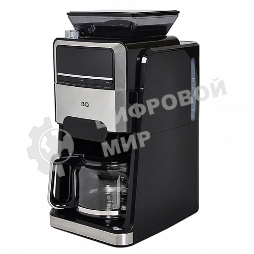 Кофеварка капельная со встроенной кофемолкой BQ CM3002 черный-стальной, исп. кофе - зерновой/молотый, 1.5 л, 1400 Вт