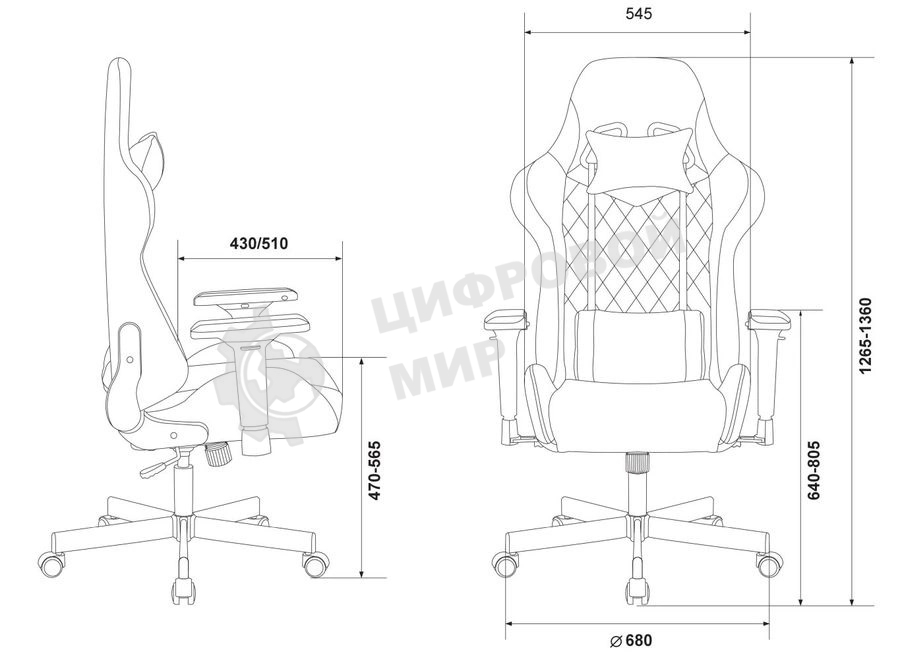 Кресло игровое Бюрократ VIKING 7 KNIGHT B FABRIC черный текстиль/эко.кожа крестовина металл/пластик