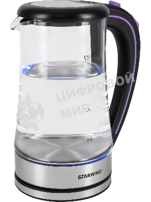 Чайник электрический Starwind SKG4045 1.8 л, 1800 Вт, черный/серебристый корпус: стекло