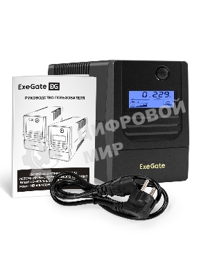 Источник бесперебойного питания ExeGate Smart LB-650.LCD.AVR.4C13 (650VA/390W, LCD, AVR, 4*C13, батарея 12V 7Ah, черный)