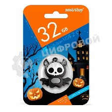 Флешка USB Smartbuy Wild Bat (SB32GbBat), 32Gb, USB 2.0, R/W 25/15, черный/серый/белый