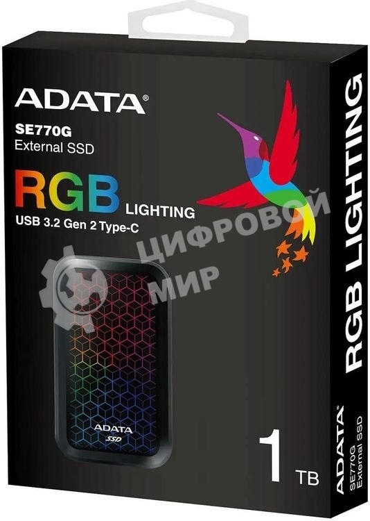 Внешний SSD ADATA SE770G, 1TB, USB 3.2 Gen 2 Type-C, R/W 1000/800, черный