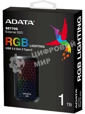 Внешний SSD ADATA SE770G, 1TB, USB 3.2 Gen 2 Type-C, R/W 1000/800, черный