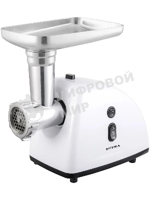 Мясорубка электрическая SUPRA MGS-1805T белый, 1800 Вт, 1.5 кг/мин, реверс, защита от перегрузки, металлический лоток, насадки - 5