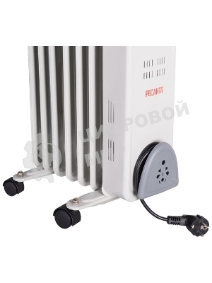 Обогреватель масляный Ресанта ОМ- 7Н (7 секций), белый, 1500 Вт, 15 м2, термостат 67/3/7