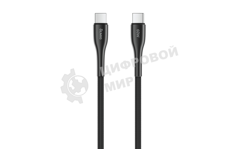 Кабель OLMIO STYLE, Type-C - Type-C, 60W, 1.2м, тканевая оплетка, черный