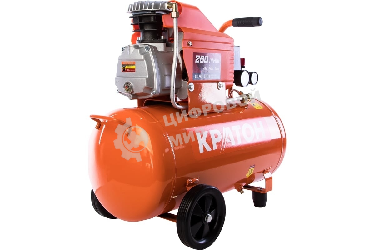 Компрессор КРАТОН AC-280-40-D Dпрямой 220В 2000Вт 280л/мин ресивер40л 32кг