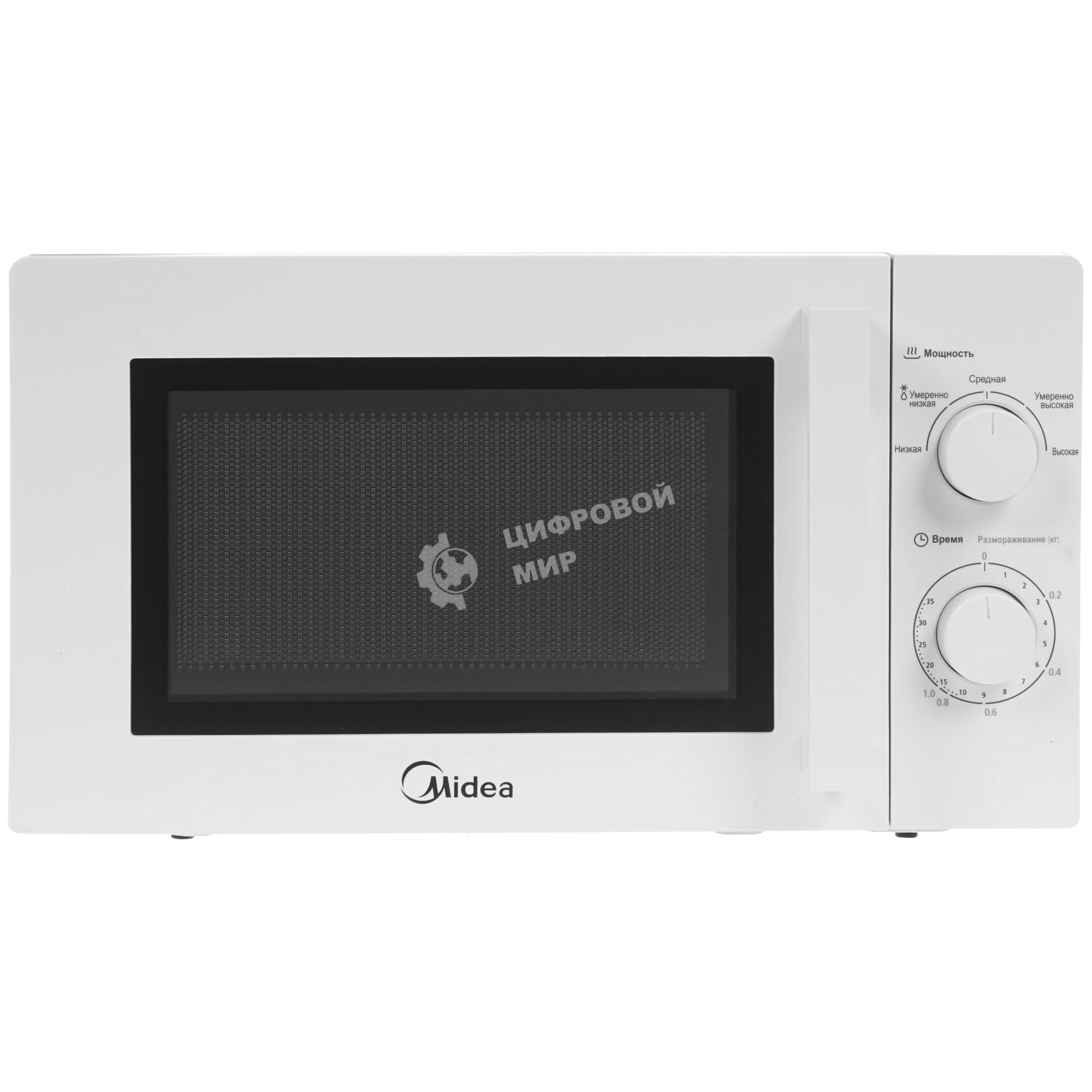 Микроволновая печь Midea MM720CY6-W белый, 20 л, 700 Вт, переключатели - поворотный механизм