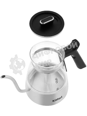 Чайник электрический Kitfort КТ-8707 0.8л. 1300Вт нержавеющая сталь/черный корпус: Металл/стекло/пластик