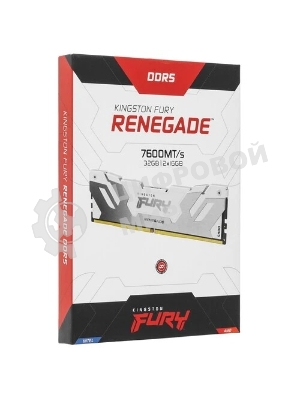 Оперативная память Kingston Fury Renegade, DDR5, 32Gb (2x16GB), 7600MHz, CL38, DIMM, с радиаторами, белый/серебристый