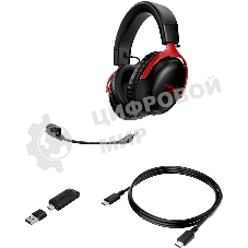 Гарнитура HyperX Cloud III чёрный-красный, беспроводная, радиоканал