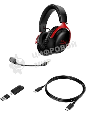 Гарнитура HyperX Cloud III чёрный-красный, беспроводная, радиоканал