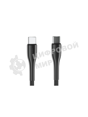 Кабель OLMIO STYLE, Type-C - Type-C, 60W, 1.2м, тканевая оплетка, черный