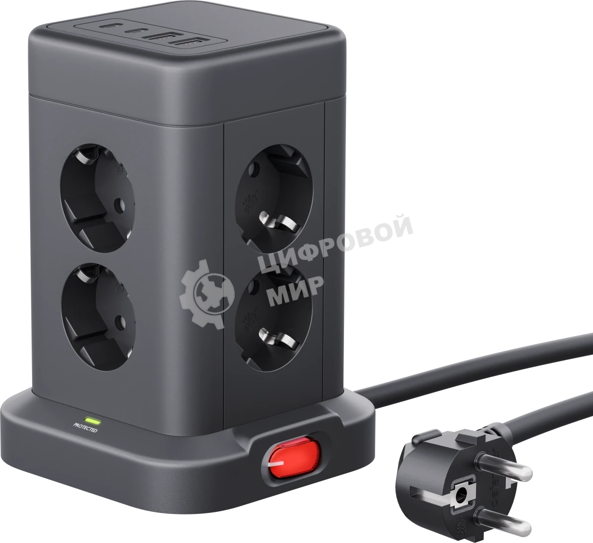 Сетевой фильтр Defender ILS 453 (3 м, 8 розеток, 2USB-A, 2USB-C)