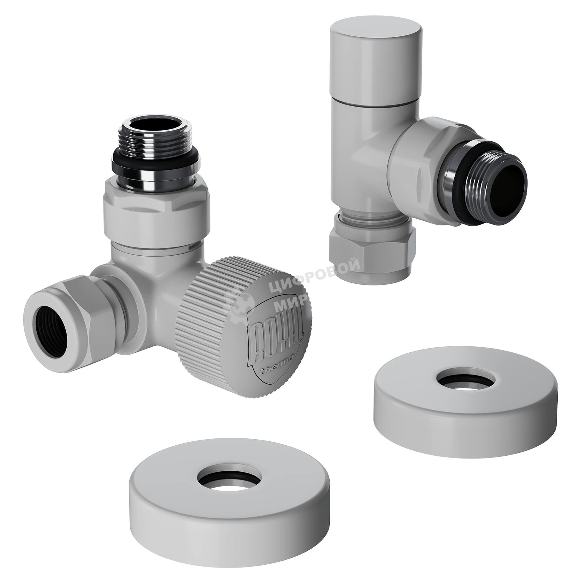 Набор термостатический трехосевой Royal Thermo Design Pro 15мм М30х1,5 (белый)