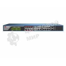 Коммутатор Hikvision DS-3E0326P-E, 24×100 Мбит/с PoE + 2×1 Гбит/с Combo (RJ45/SFP), неуправляемый