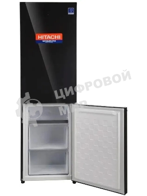 Холодильник Hitachi R-B410PUC6 BBK черный двухкамерный 215/105л морозилка снизу, No Frost