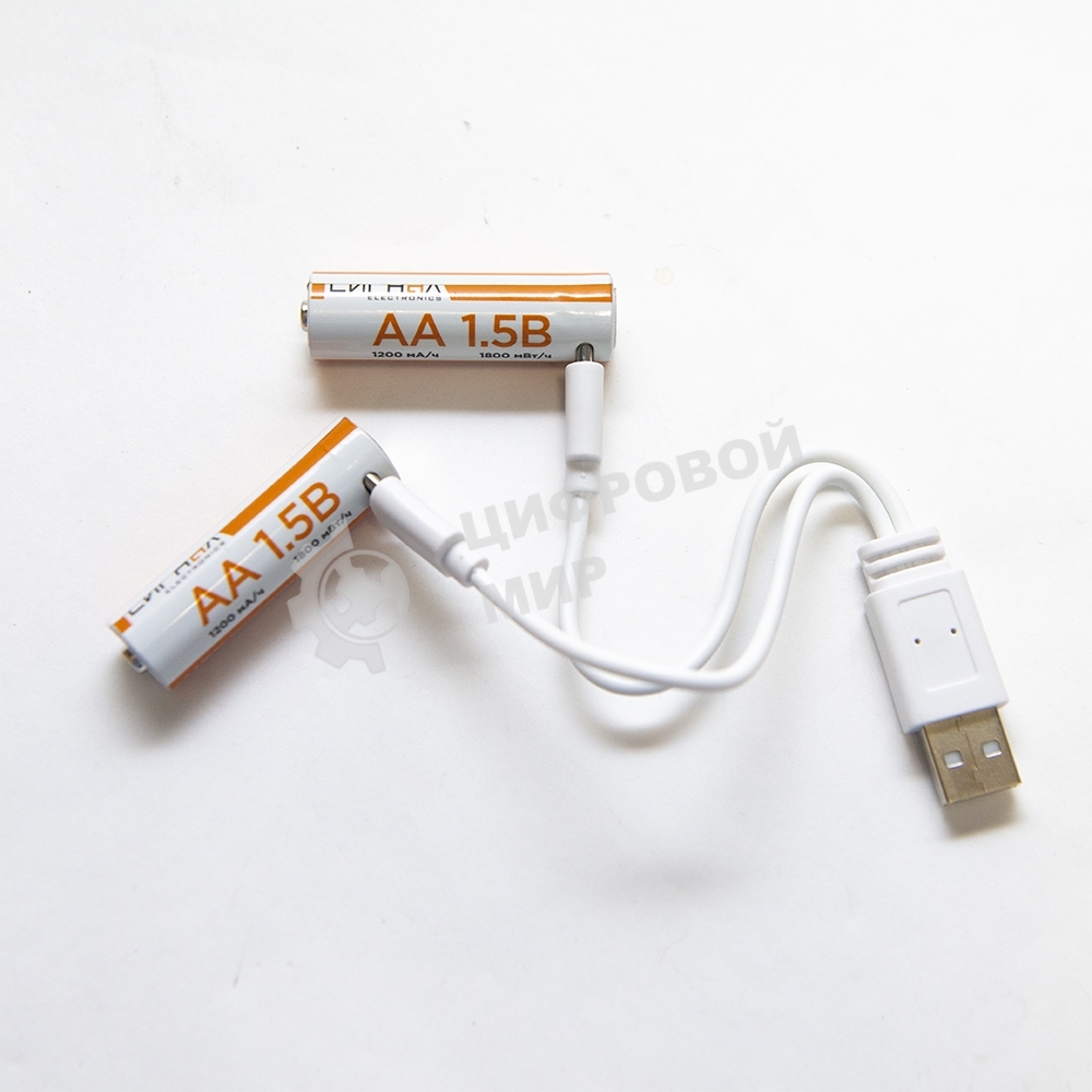 Комплект аккумуляторных батареек (Li-ion), тип АА, 1,5В,1800мВт/ч(1200мА/ч), 4акб+шнур Type-C, Сигнал