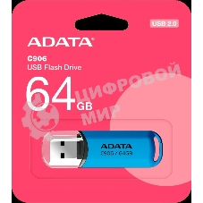 Флешка USB ADATA Classic C906 (AC906-64G-RWB), 64Gb, USB 2.0, R/W 15/5, синий
