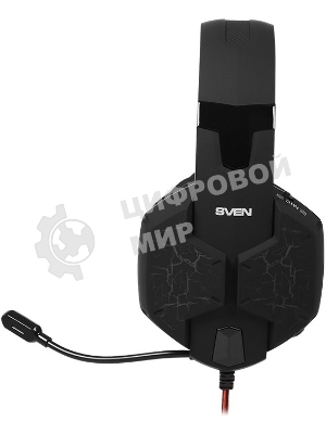 Гарнитура проводная игровая с микрофоном SVEN AP-U988MV, черный-красный (USB, LED, 7.1)