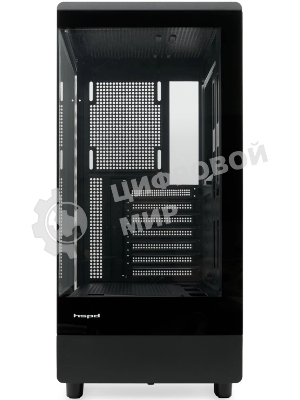 Компьютерный корпус без блока питания HSPD F510, Panoramic Mid Tower, черный, TG, 0.5 SPCC, no fans ATX, mATX, mITX 180/280/160мм 1x2.5