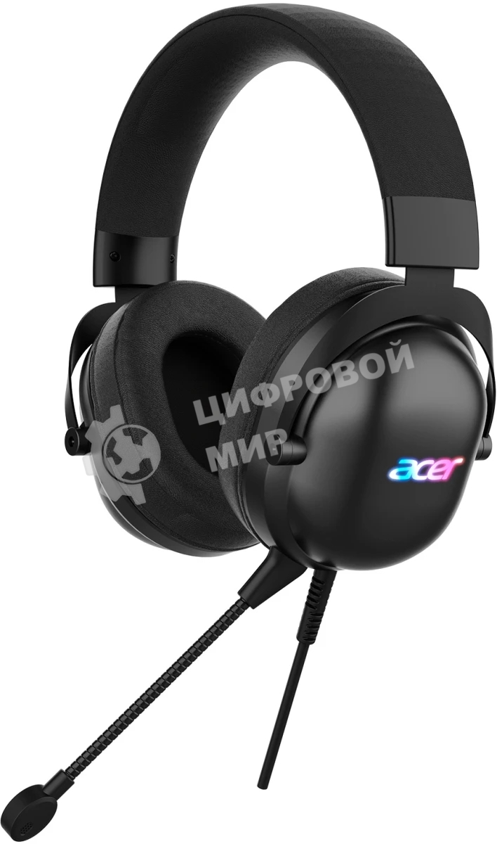 Гарнитура Acer AHW122 чёрный, проводная, USB, подсветка