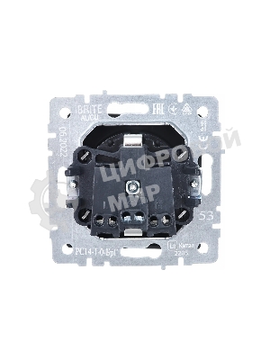 Розетка 1-местная IEK BRITE 16А РС14-1-0-БрГ с заземлением, с защитными шторками, 16А, графит