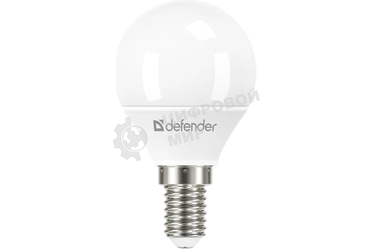Лампа светодиодная Defender P45-8W-830-E14 шар, 3000 К, теплый белый, 1 шт.