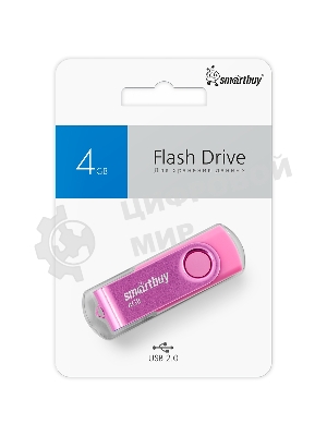Флешка USB Smartbuy R/W Twist Pink (SB004 Gb2TWP), 4 Gb, USB 2.0, R/W 10/7, розовый