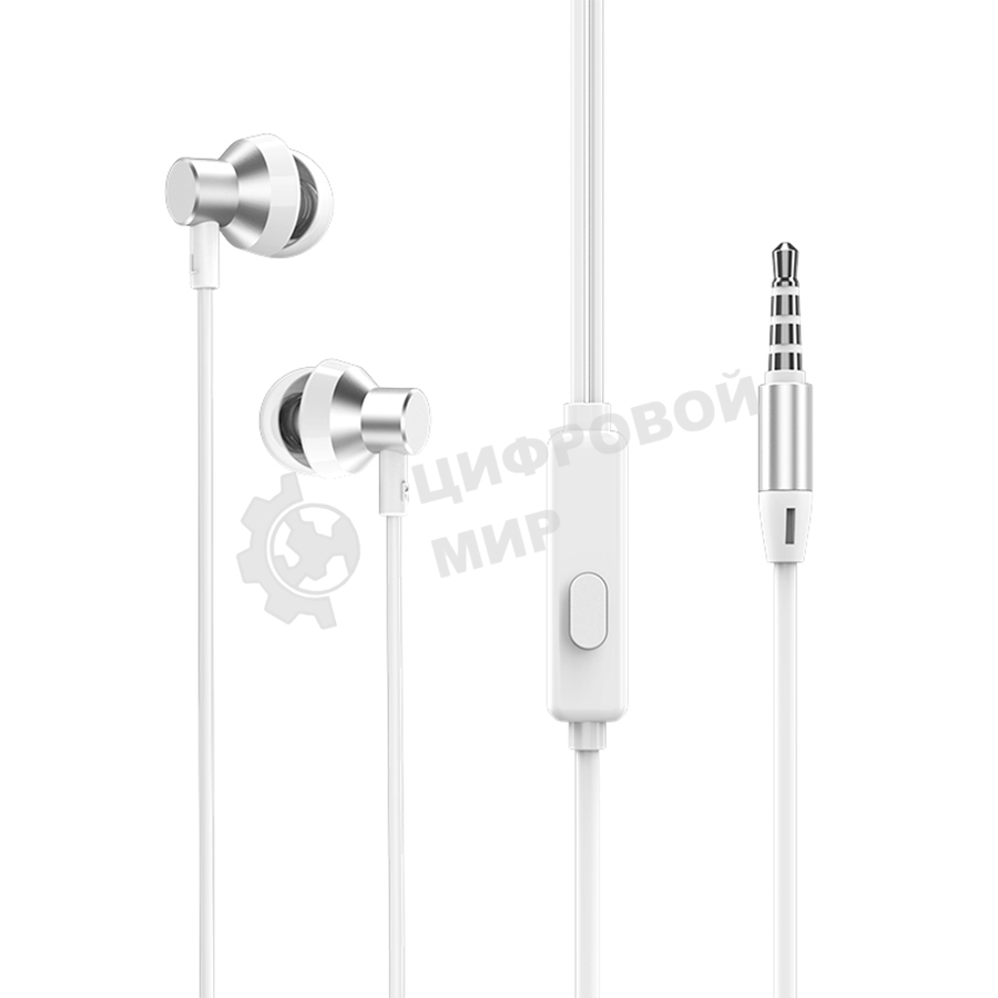 Проводные наушники Borofone BM35 Farsighted серебро, внутриканальные, Jack 3.5 мм
